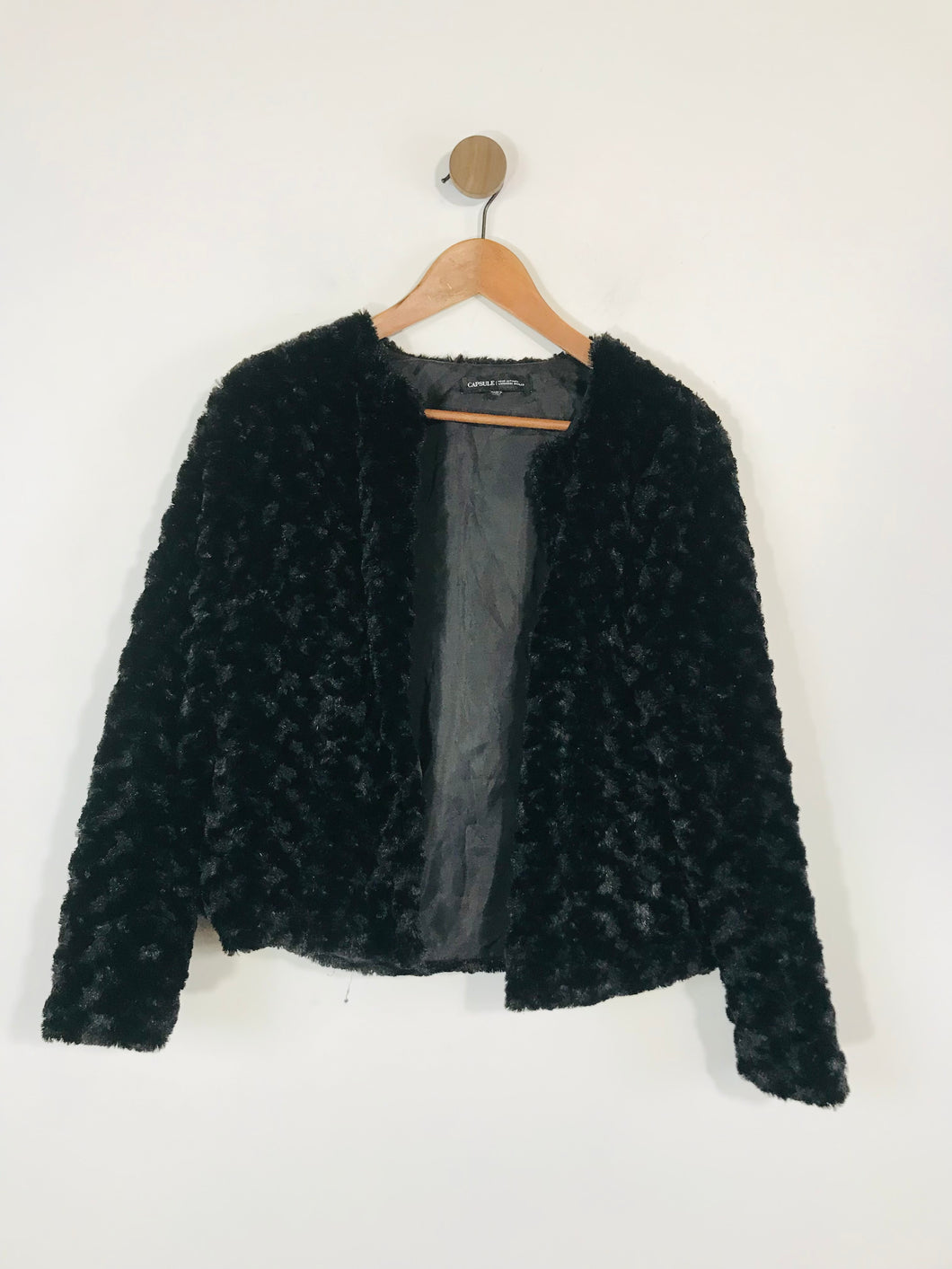 Capsule Women's Long Sleeve Faux Fur Bomber Jacket | UK12 | Black