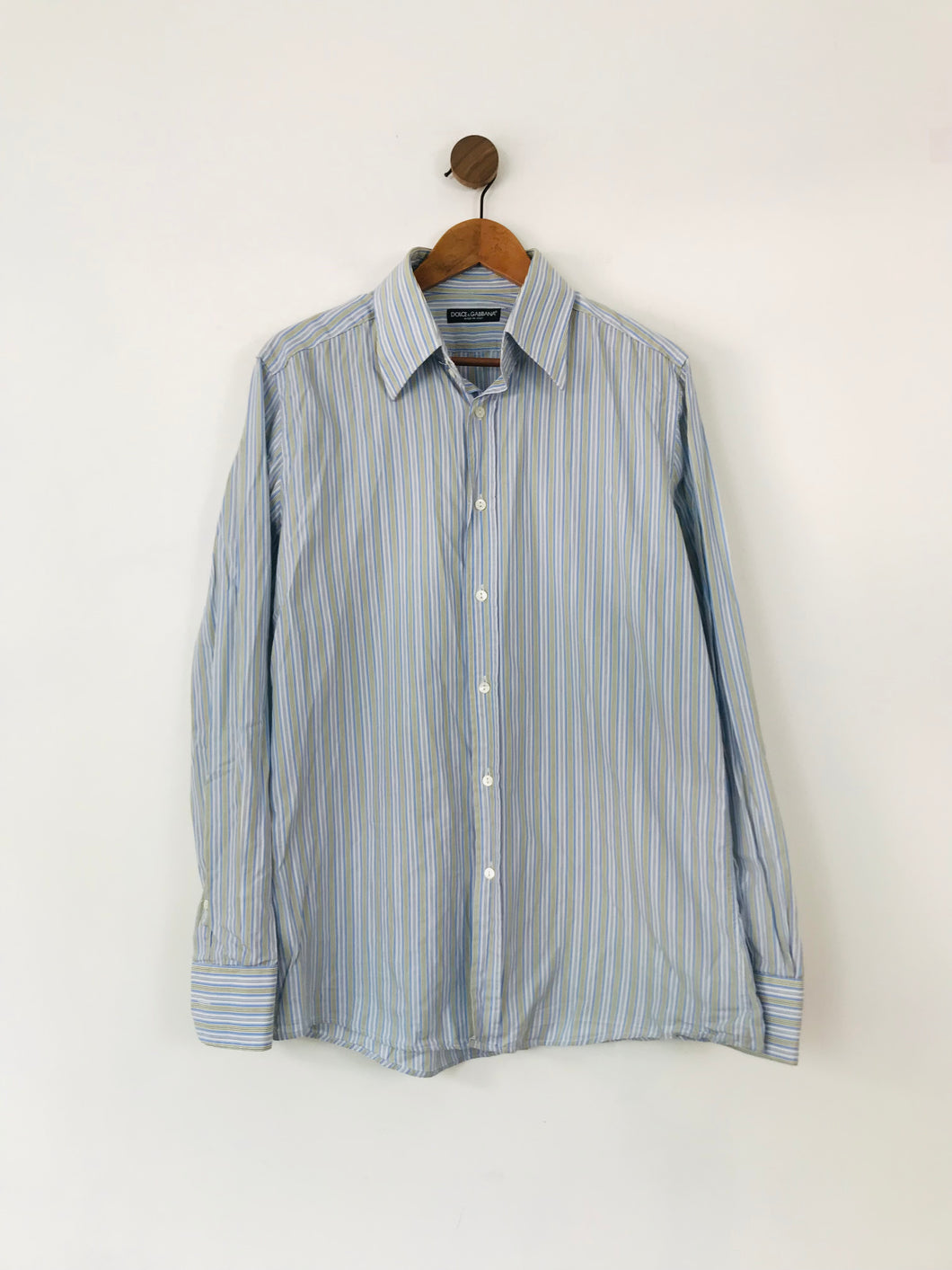 Dolce & Gabbana Men's Striped Button-Up Shirt | 17 43 | Blue