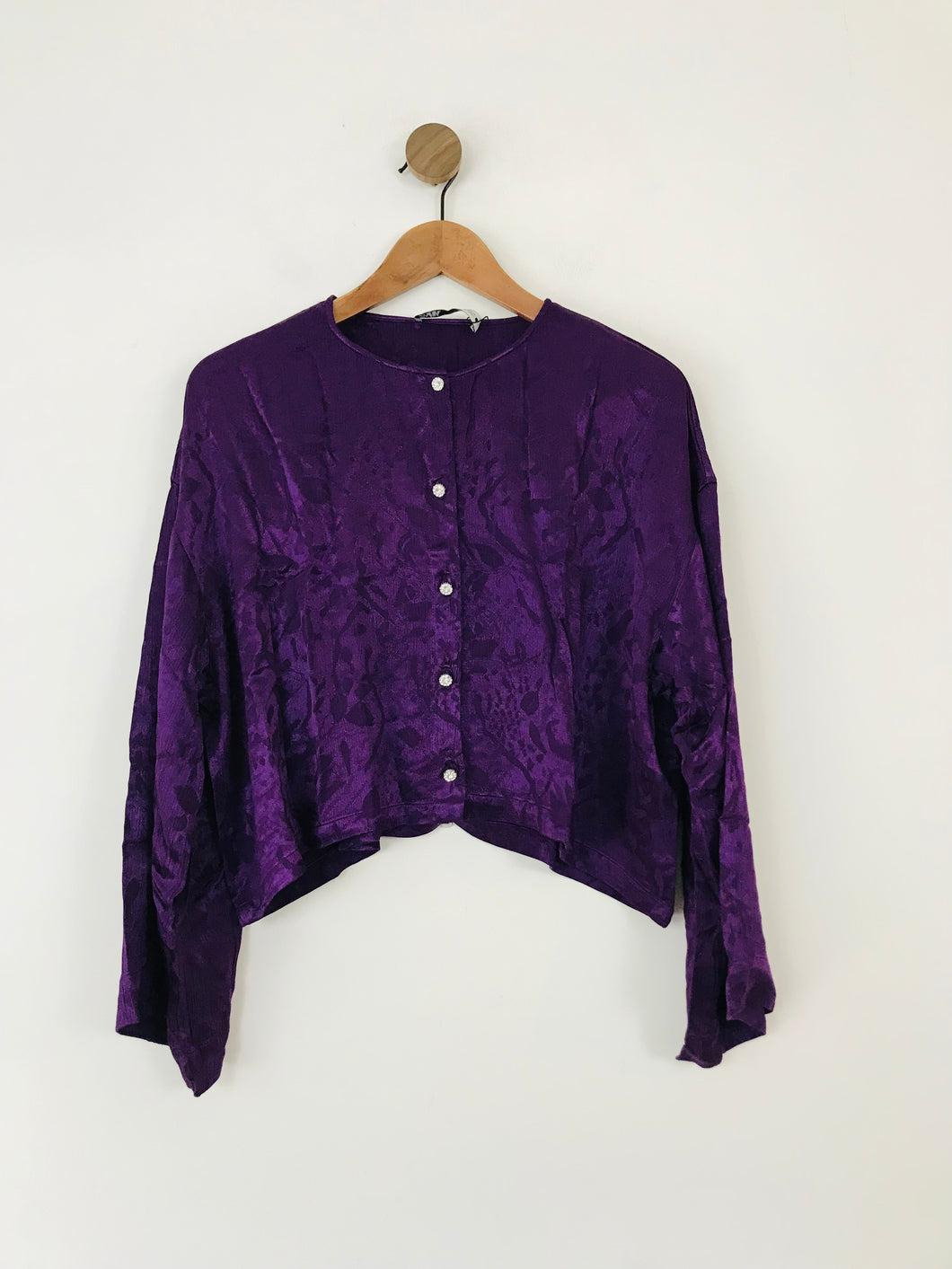 Zara Women's Button Up Cropped Blouse  | XL UK16 | Purple