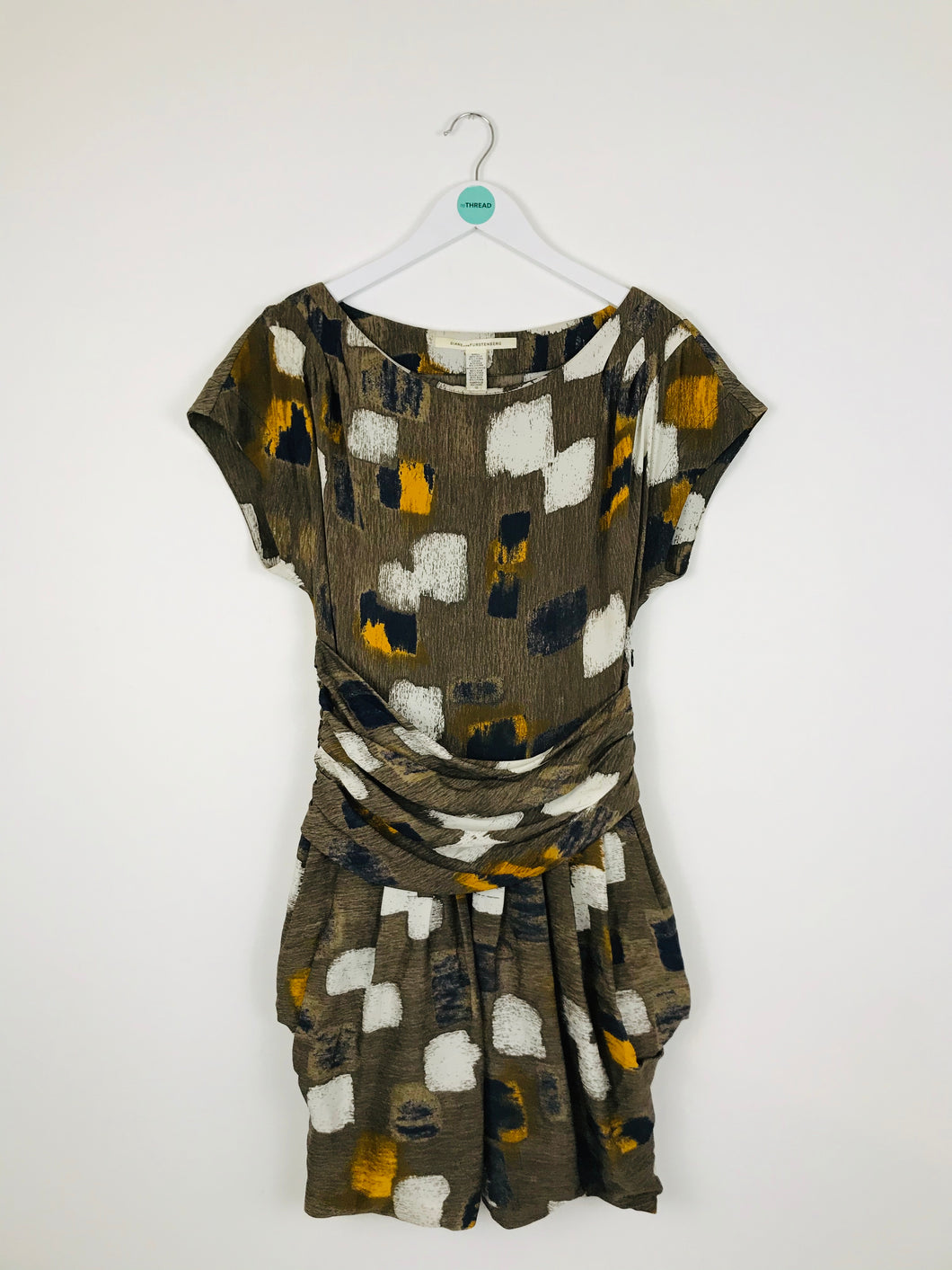 Diane Von Furstenberg Womens Silk Dress | US10 UK14 | Brown