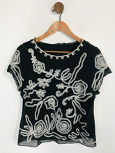Load image into Gallery viewer, Jacques Vert Women&#39;s Floral Embroidered T-Shirt | S UK8 | Black

