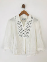 Load image into Gallery viewer, Jaeger Women&#39;s Linen Embroidered Button-Up Shirt | UK14 | White
