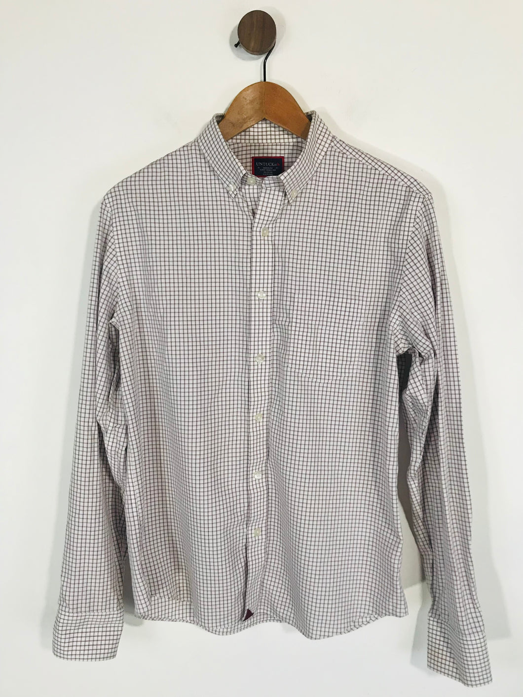 Untuckit Men's Check Slim Fit Button-Up Shirt | M | White