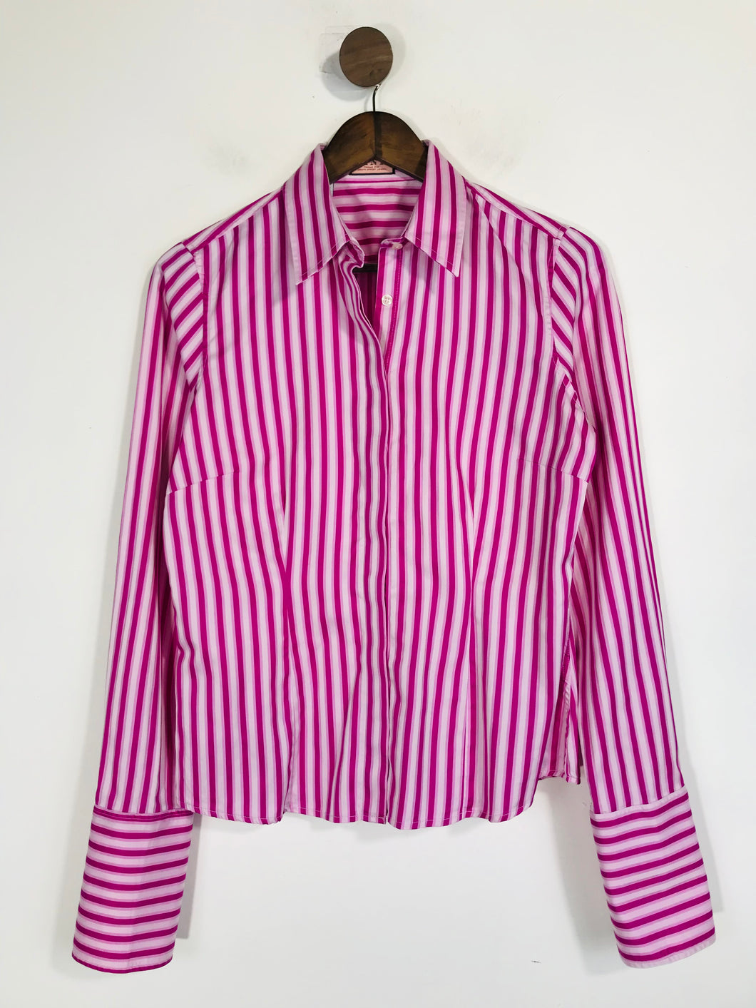 Pink Women's Striped Smart Button-Up Shirt | UK12 | Pink