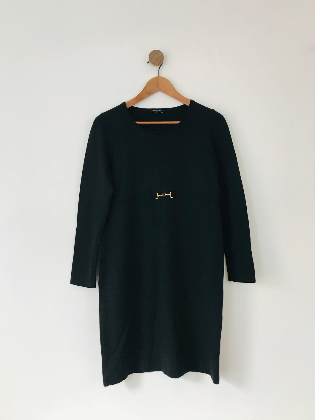 Jaeger Women’s Long Sleeve Wool Jumper Dress | M UK12 | Black