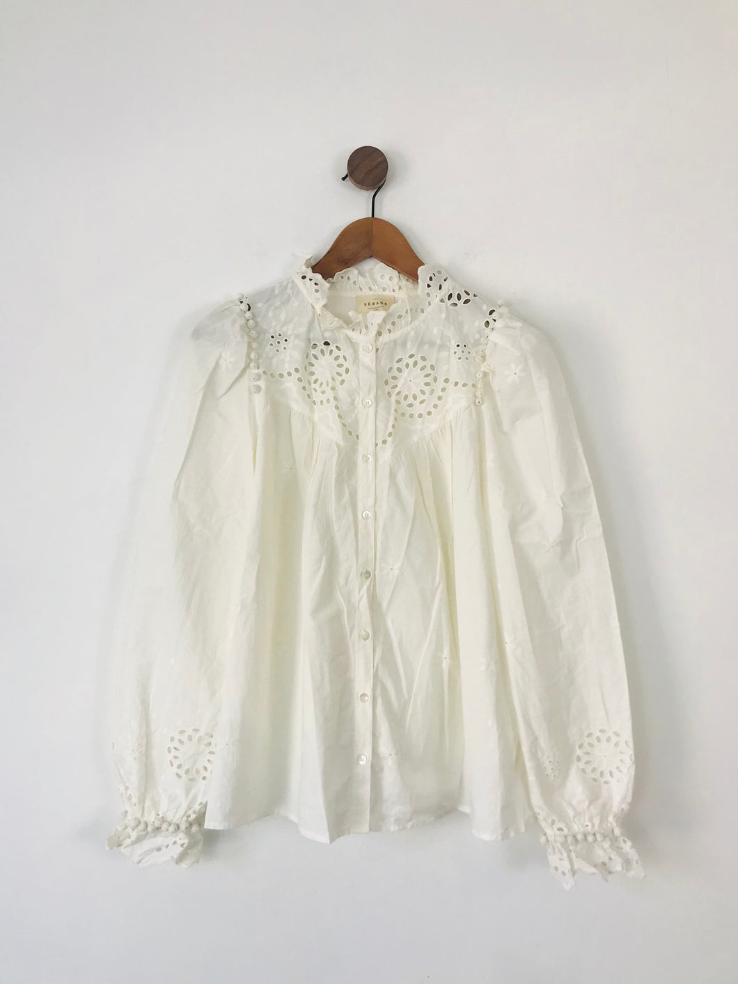 Sézane Women’s Embroidered Button Up Shirt | 38 UK10 | White
