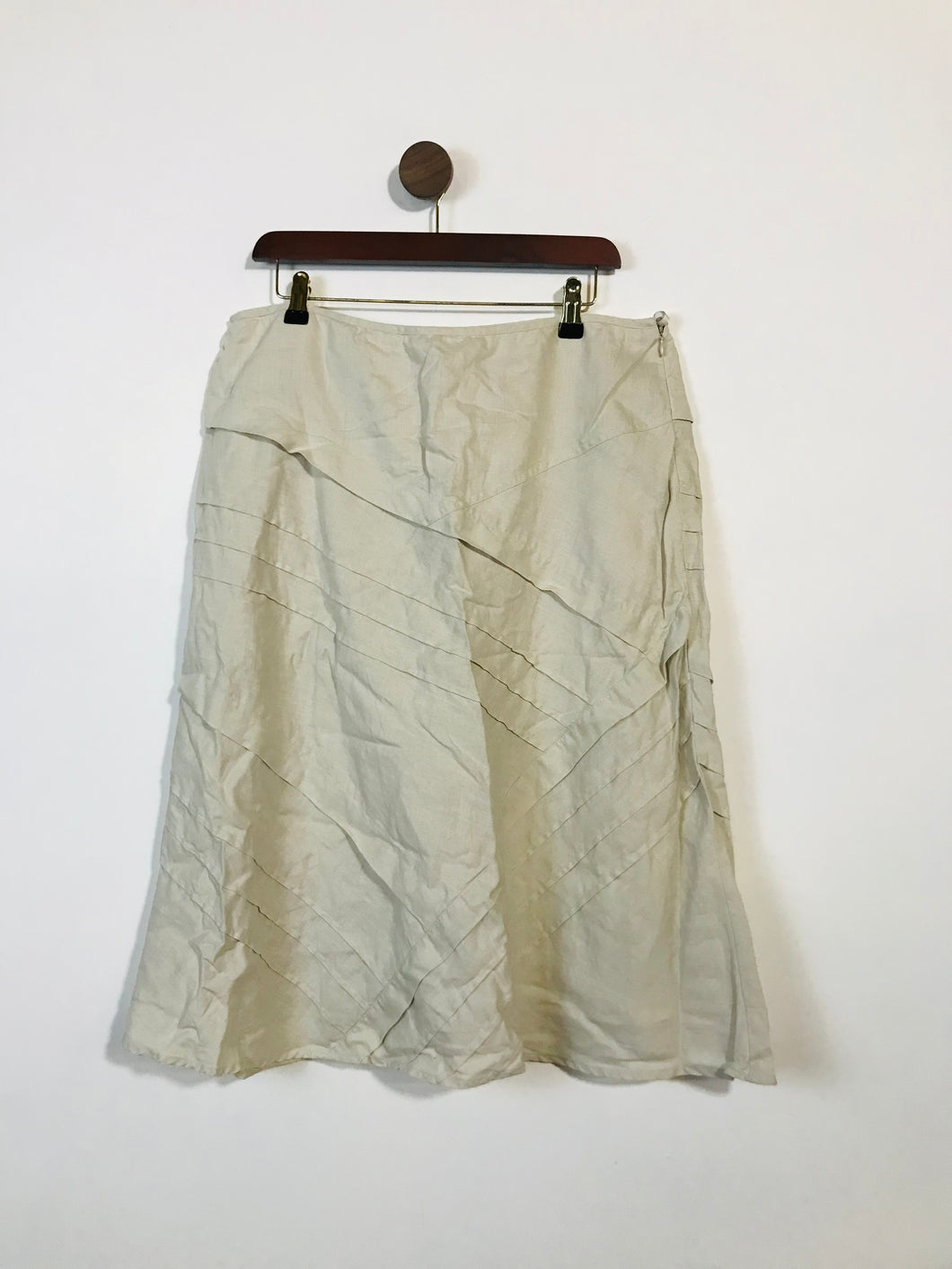 Monsoon Women's Pleated Textile A-Line Skirt | UK16 | Beige
