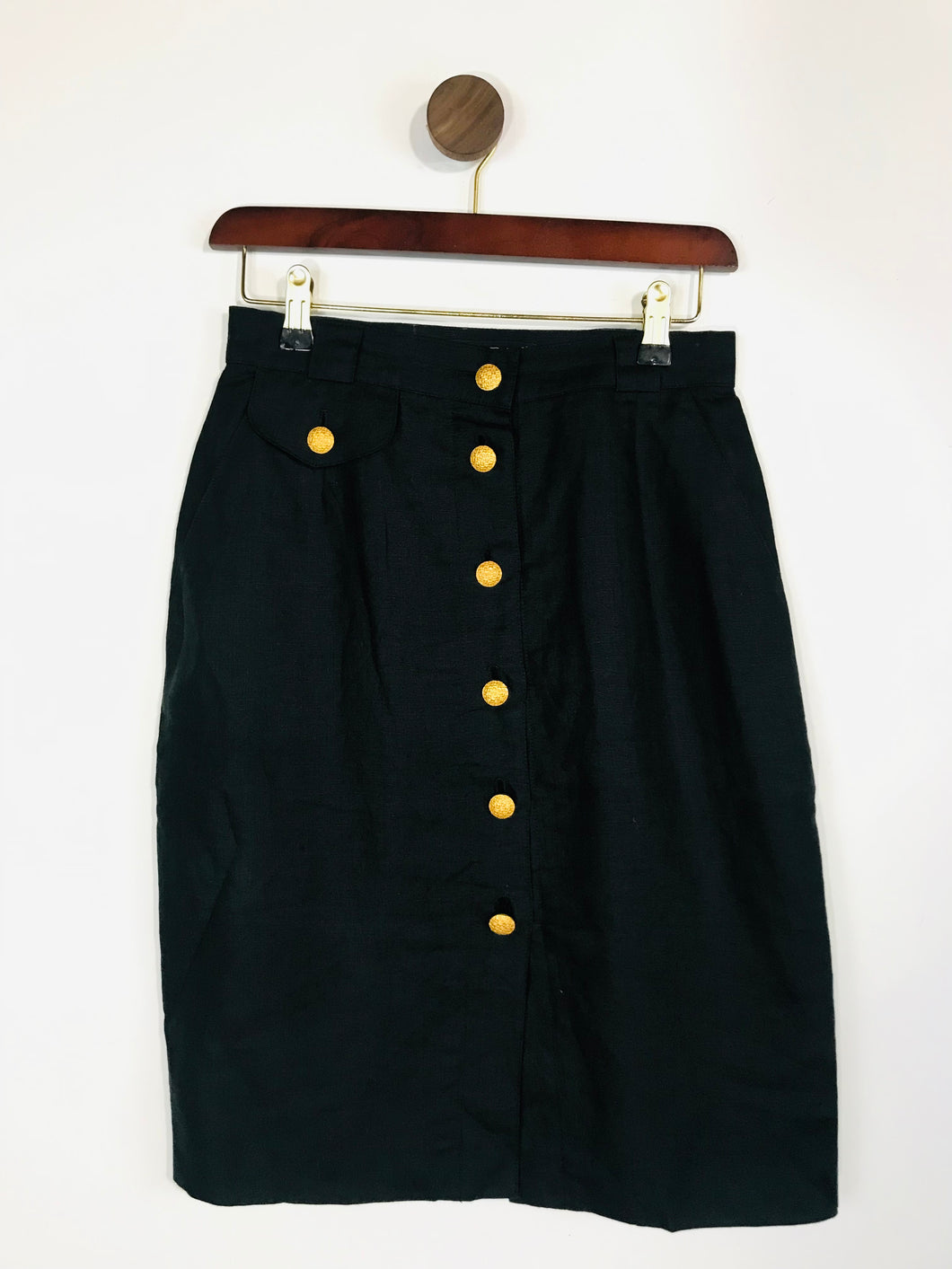Escada Women's Linen Vintage Midi Skirt | EU36 UK8 | Black