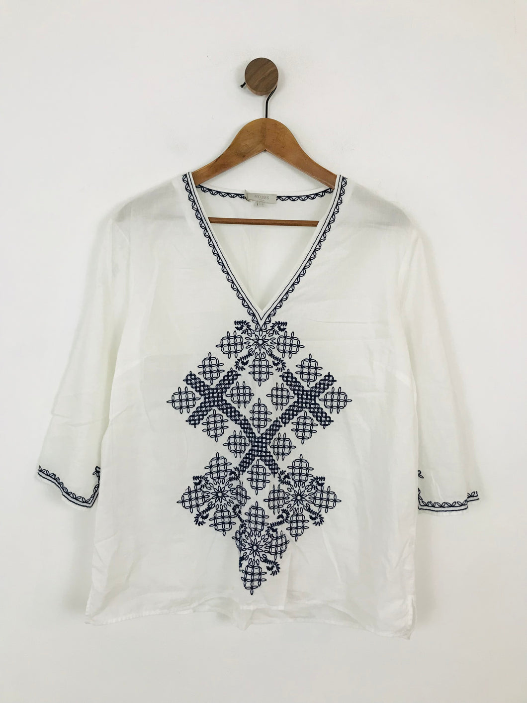 Hobbs Women's Embroidered Tunic Blouse | UK14 | White