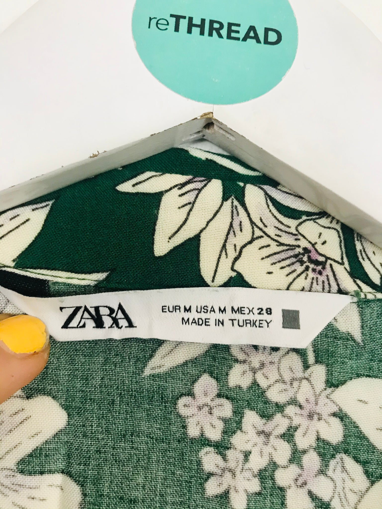 Zara Women's Floral Print Maxi Shift Dress | UK10-12 | Green ReThread Zara Women's Floral Print Maxi Shift Dress | UK10-12 | Green ReThread