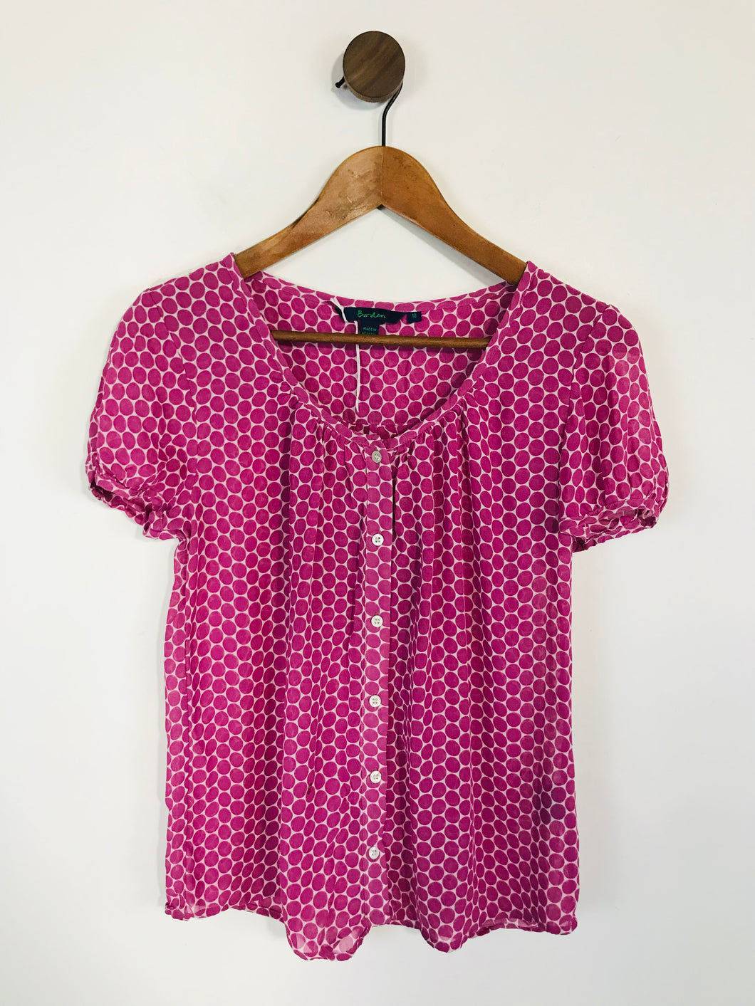 Boden Women's Polka Dot Short Sleeve Blouse Button-Up Shirt | UK10 | Purple