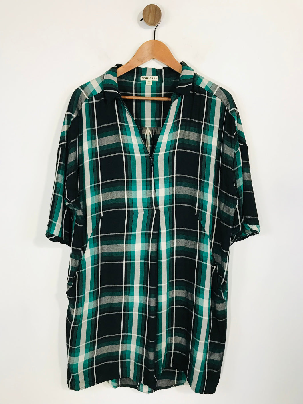 Whistles Women's Check Shirt Dress | M UK10-12 | Green