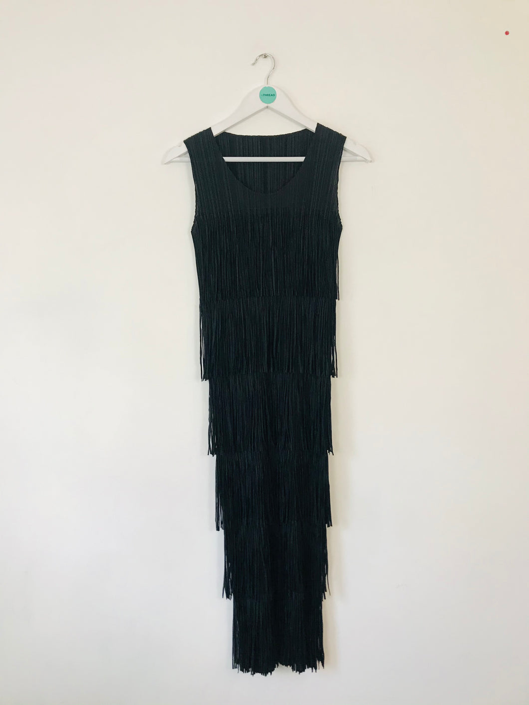 Issey Miyake Pleats Please Fringe Midi Dress | 4 | Black