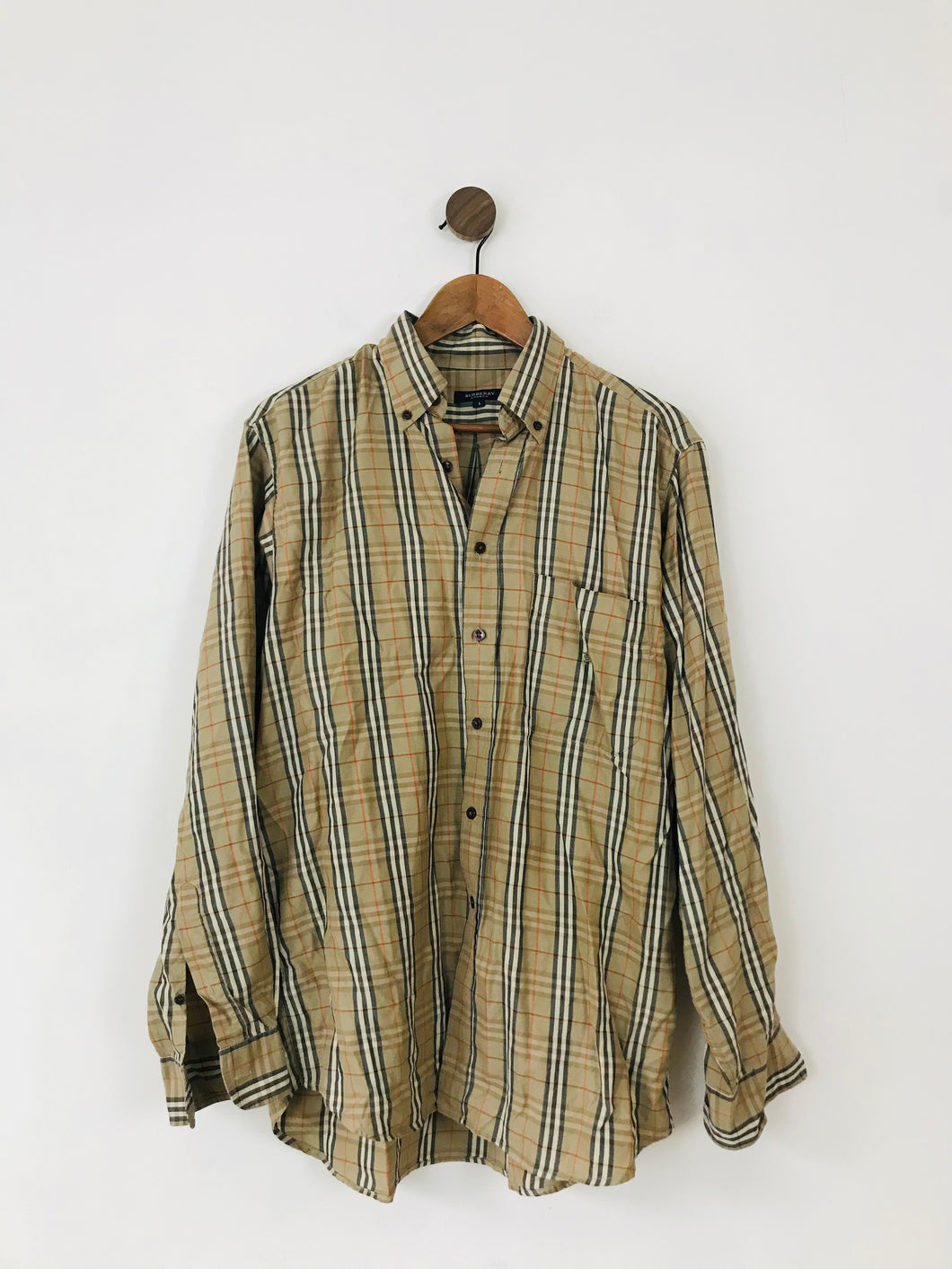 Burberry Men’s Nova Check Button Shirt | L | Brown