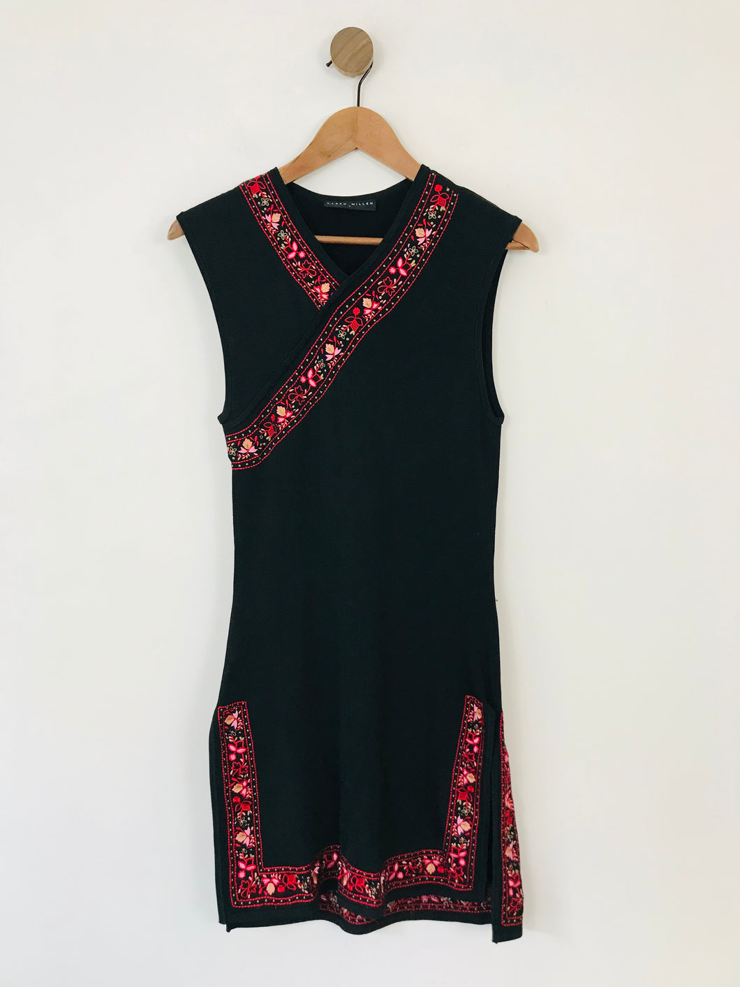 Karen Millen Women's Embroidered Wrap Dress | 2 UK10 | Black