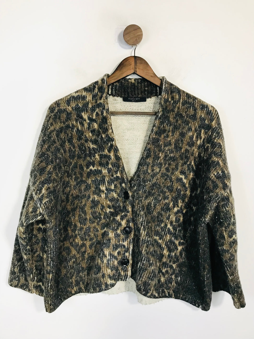 All Saints Women's Leopard Print Knit Cardigan | XS/S | Brown