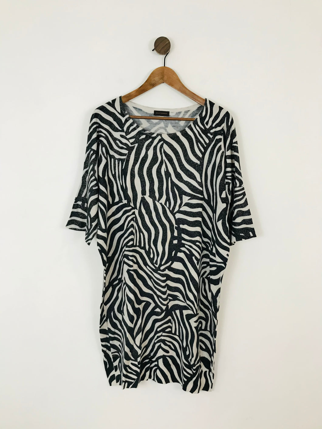 Adolfo Dominguez Women’s Zebra Print Midi Dress | UK12-14 | Black