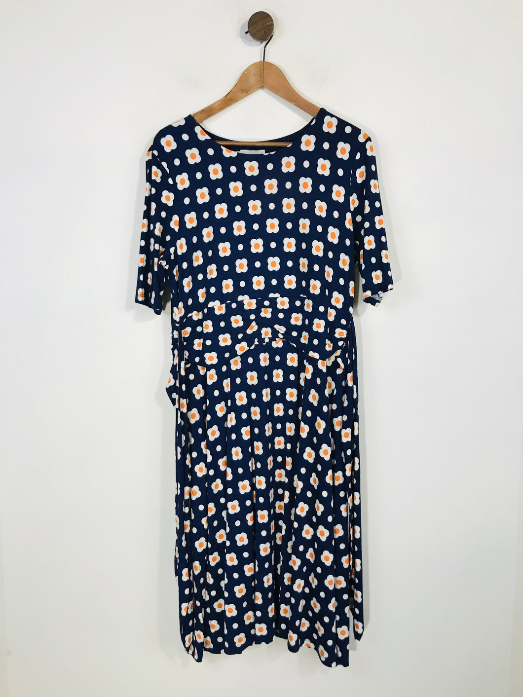 Hobbs Women's Floral Polka Dot Sheath Dress | UK16 | Blue