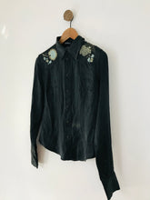 Load image into Gallery viewer, Earl Jean Women’s Silk Embroidered Shirt | M UK10-12 | Black
