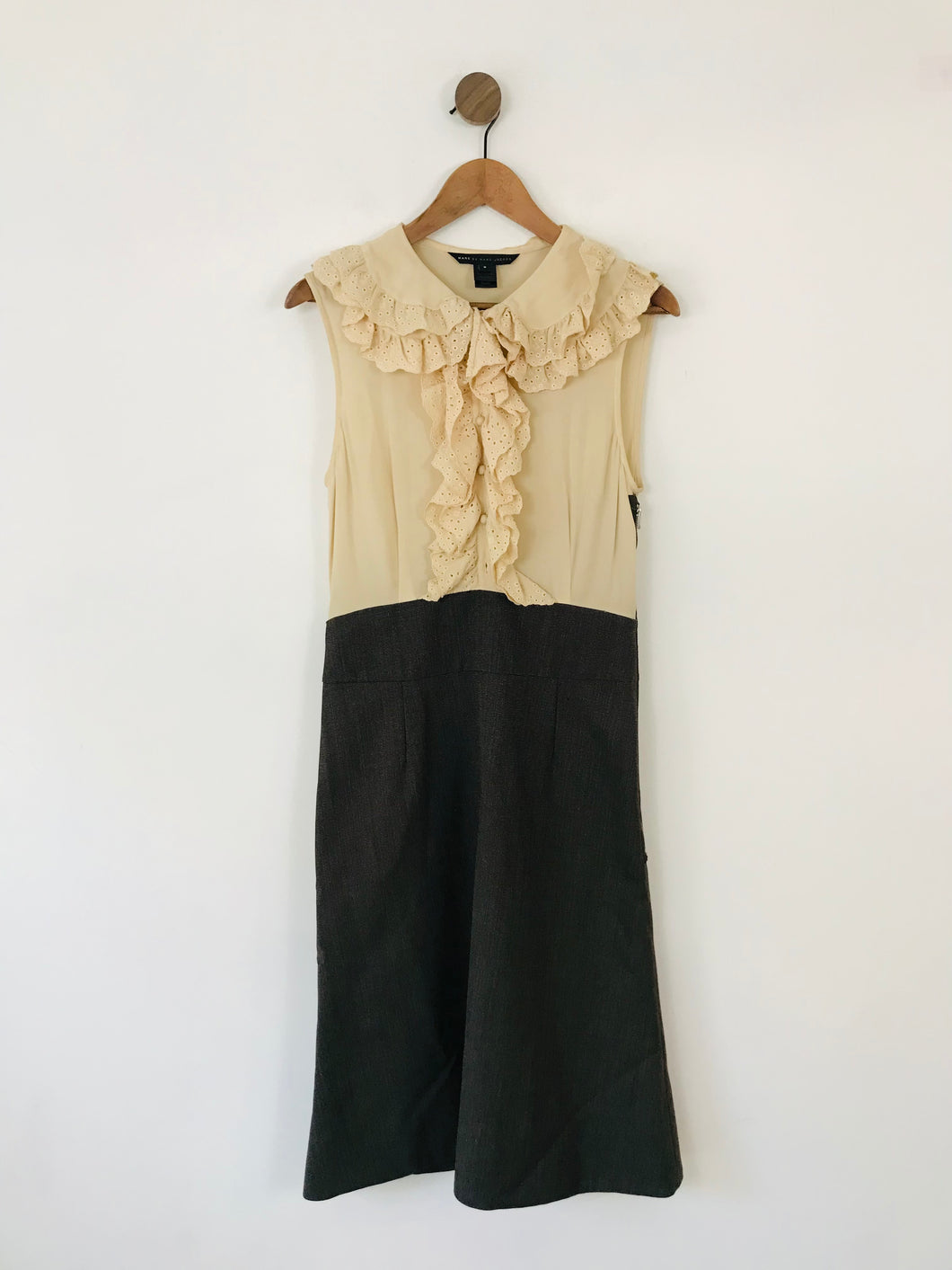Marc Jacobs Women's Silk Ruffle Button-Up A-Line Dress | 8 UK10 | Brown