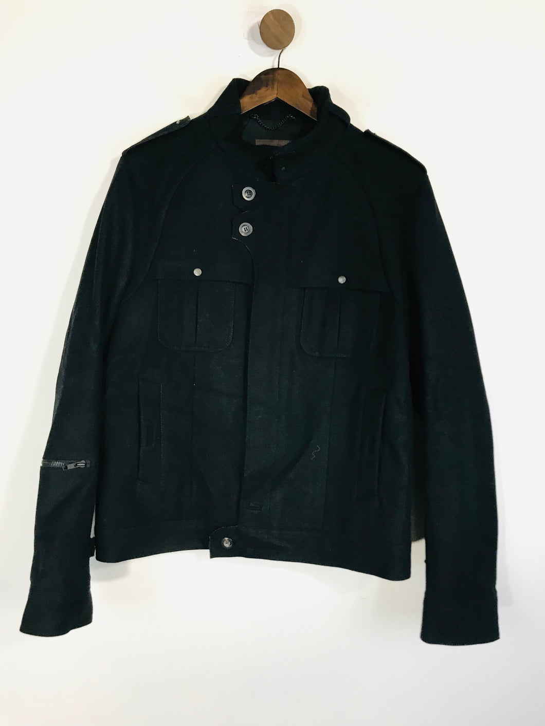 Reiss Men's Wool Biker Jacket | XL | Black