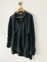 Load image into Gallery viewer, Zara Women’s Oversized V-Neck Shirt Blouse | XS UK6-8 | Black Grey
