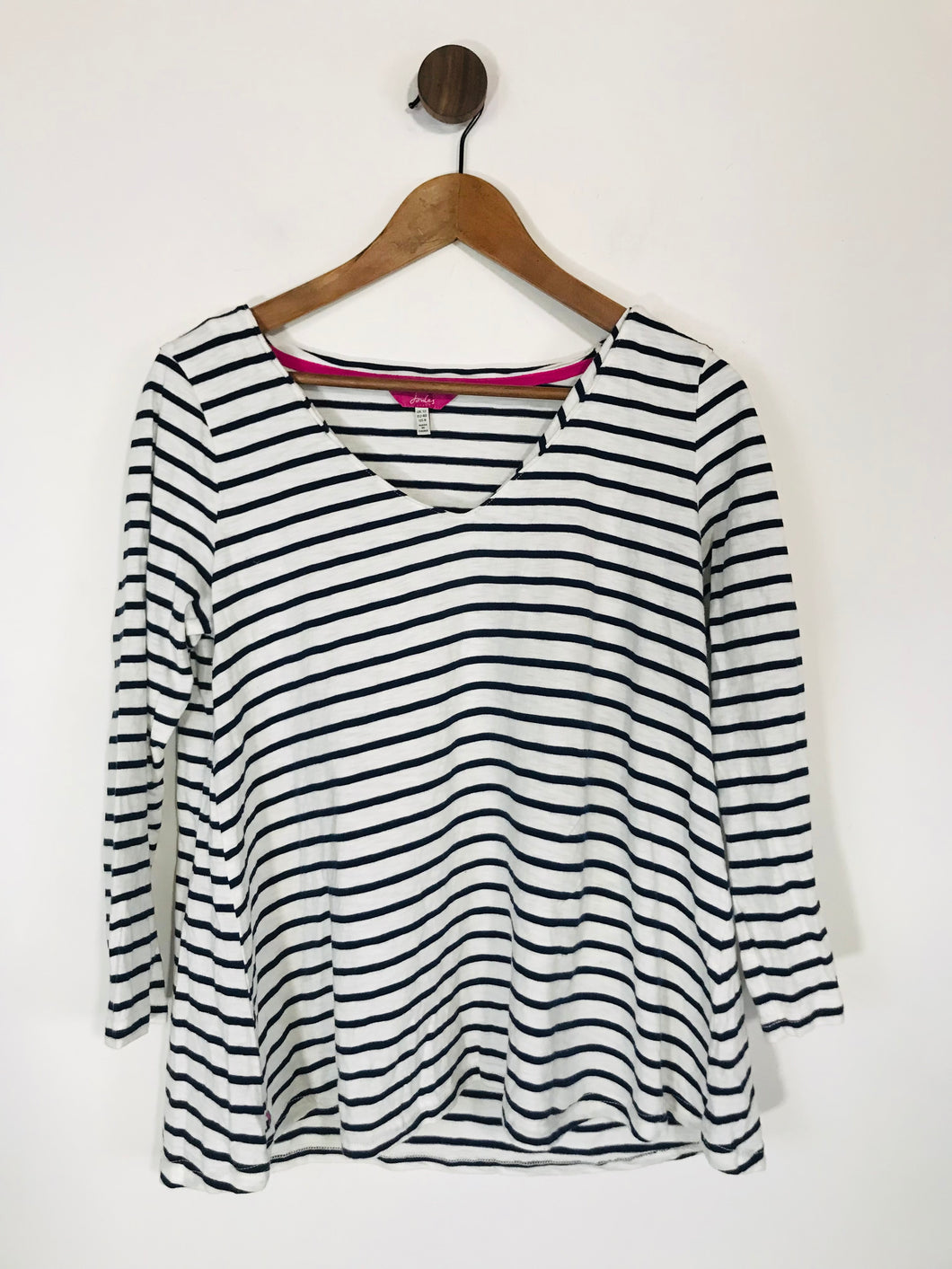 Joules Women's Striped V-neck Long Sleeve T-Shirt | UK12 | Multicolour