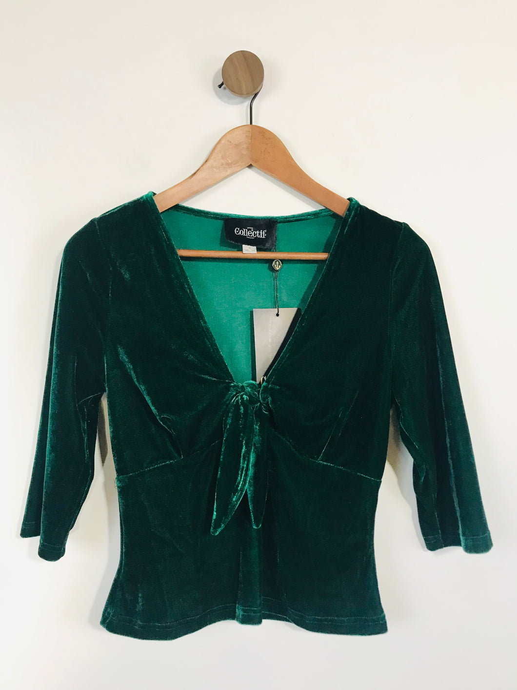 Collectif Women's Velvet Blouse NWT | UK10 | Green