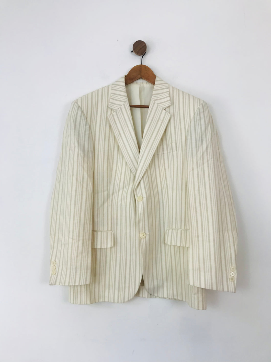 Gurteen Men's Linen Striped Blazer Jacket | 38 | Beige
