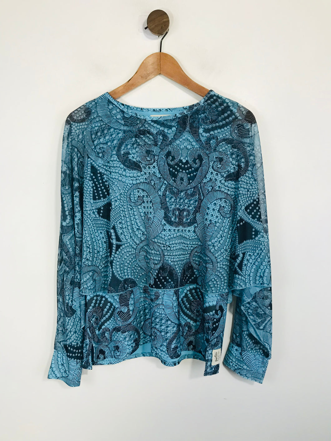 Postcard Women's Patterned Layered Blouse | Size 2 | Blue