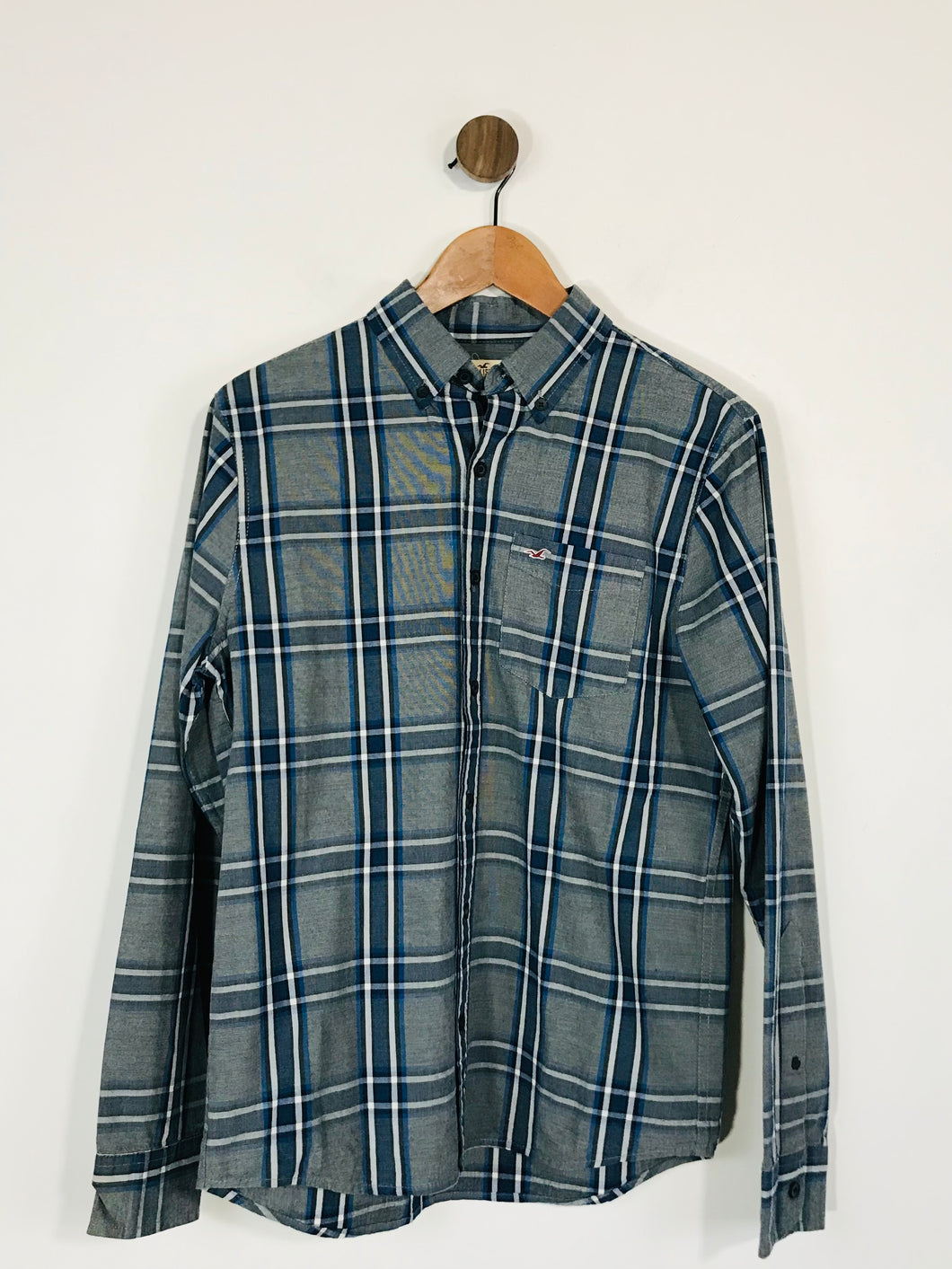 Hollister Men's Check Button-Up Shirt | S  | Grey