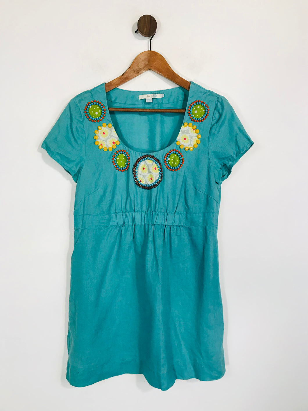 Boden Women's Linen Embroidered Blouse | UK12 | Green