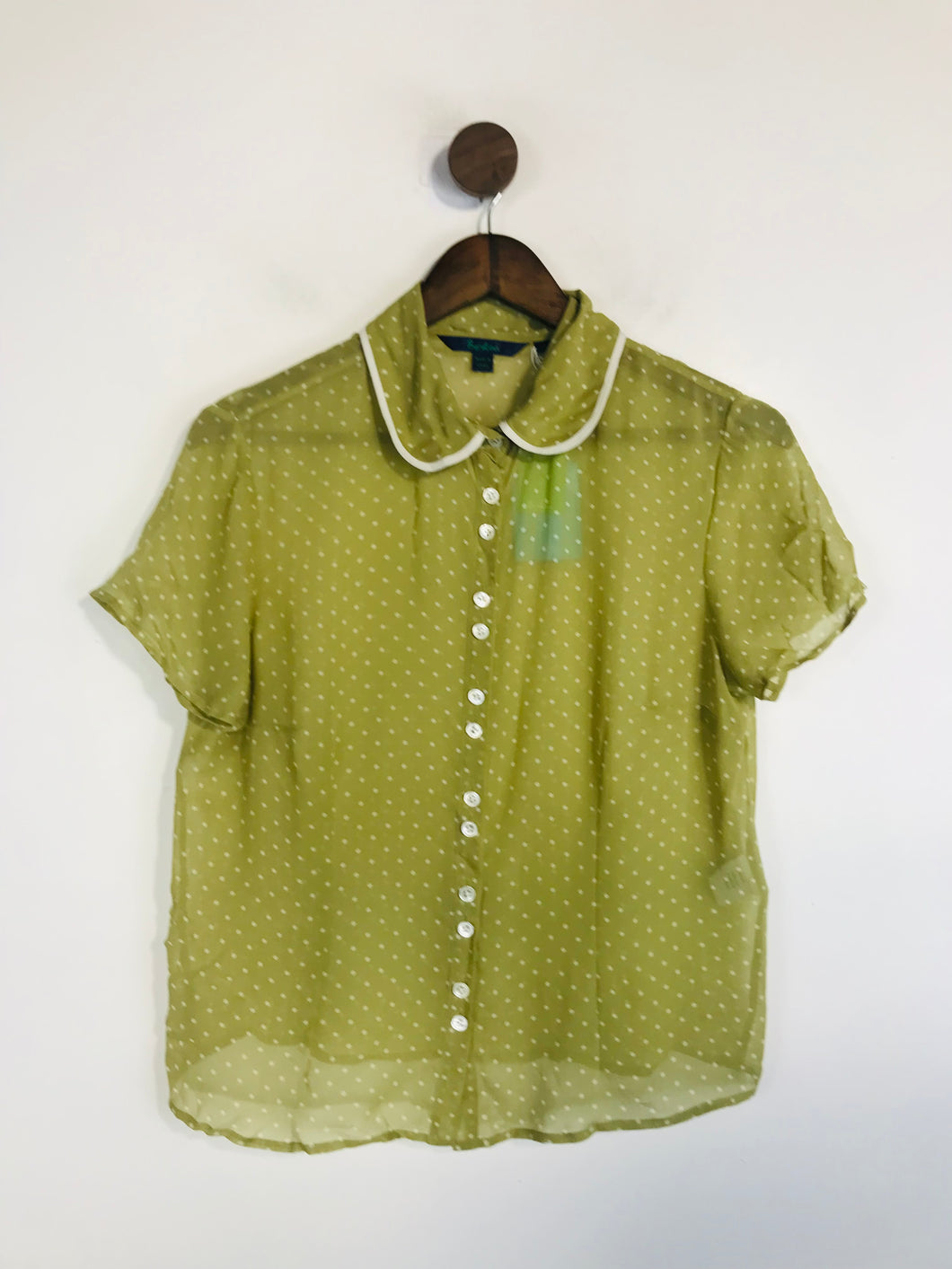Boden Women's Polka Dot Sheer Button-Up Shirt NWT | UK14 | Green