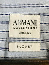 Load image into Gallery viewer, Armani Men&#39;s Cotton Striped Button-Up Shirt | L | Blue
