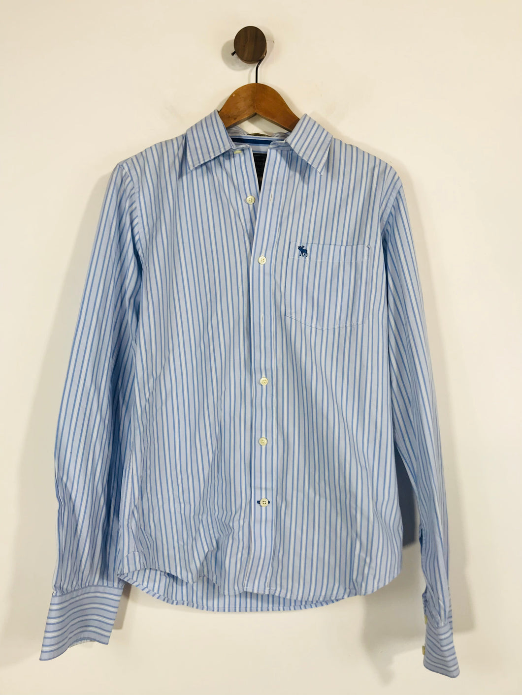 Abercrombie & Fitch Men's Cotton Striped Button-Up Shirt | M | Blue