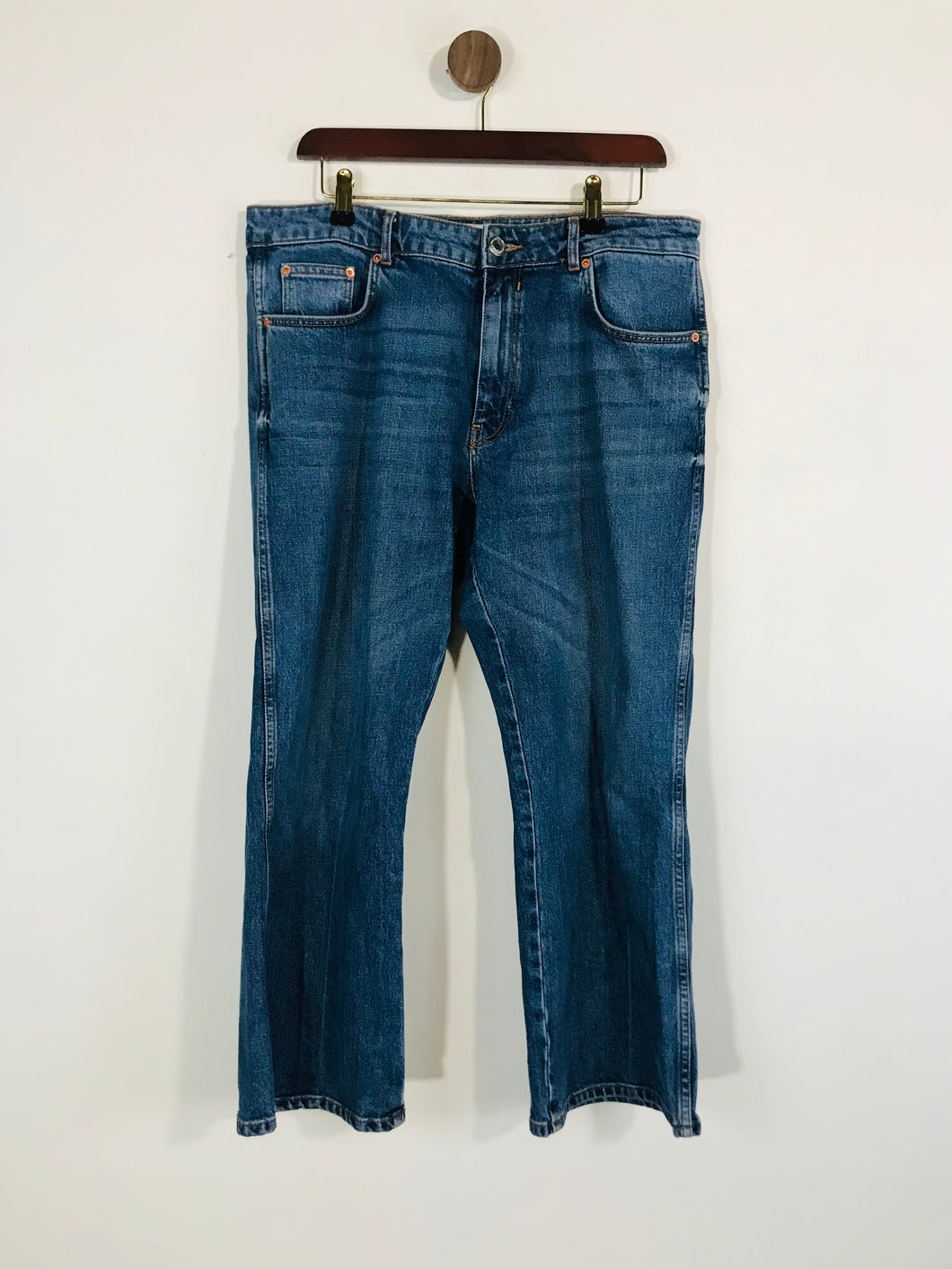 Zara Women's Crop Flare Jeans | EU44 UK16 | Blue