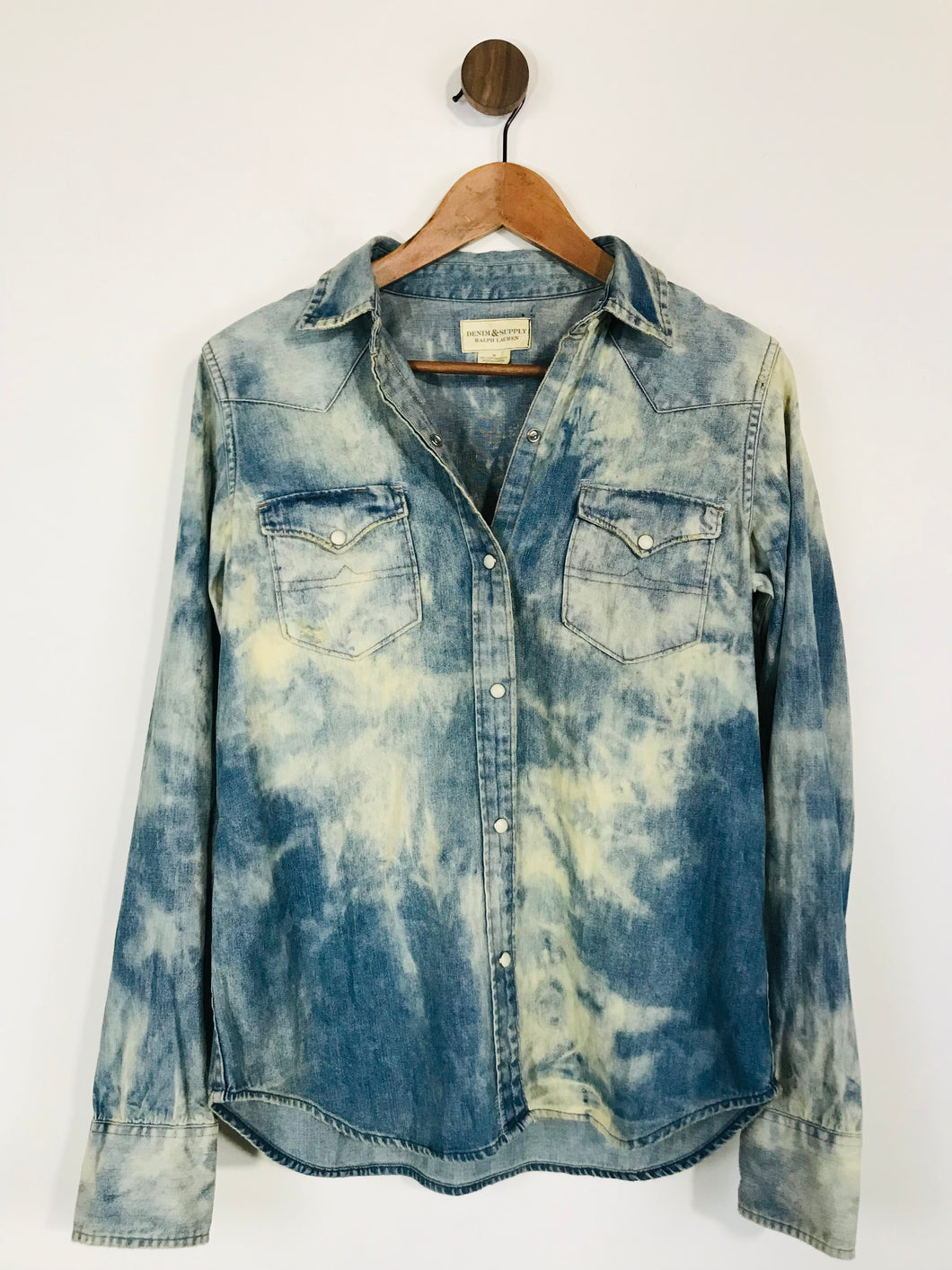 Ralph Lauren Women's Acid Wash Button-Up Shirt | M UK10-12 | Blue
