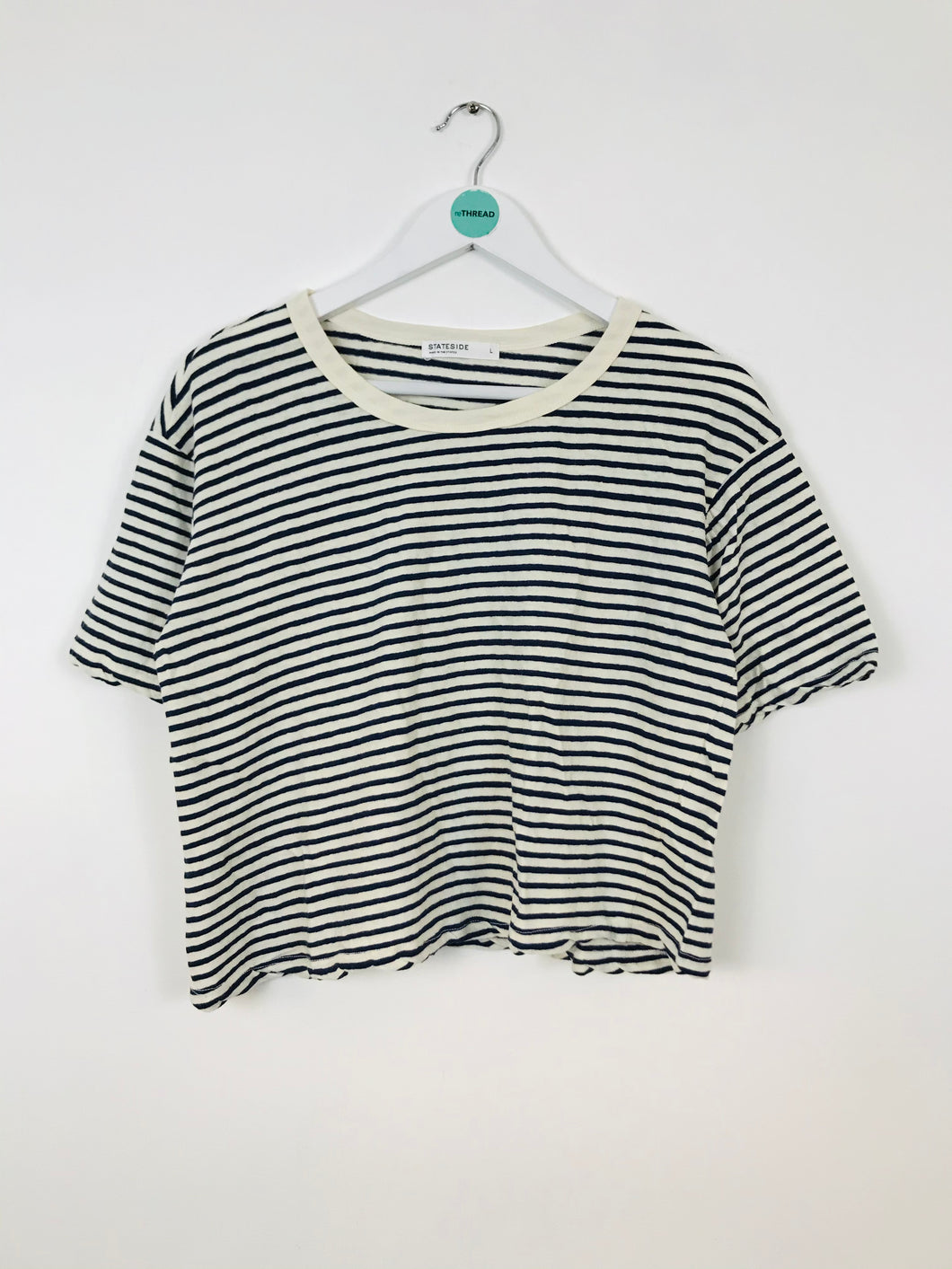 Stateside Womens Stripe T-shirt | UK12 | Blue and cream