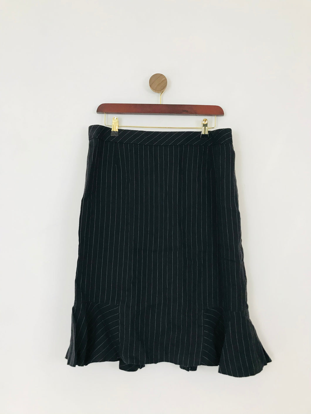 Jaeger Women’s Pinstripe Flared Hem Pencil Skirt | UK14 | Black