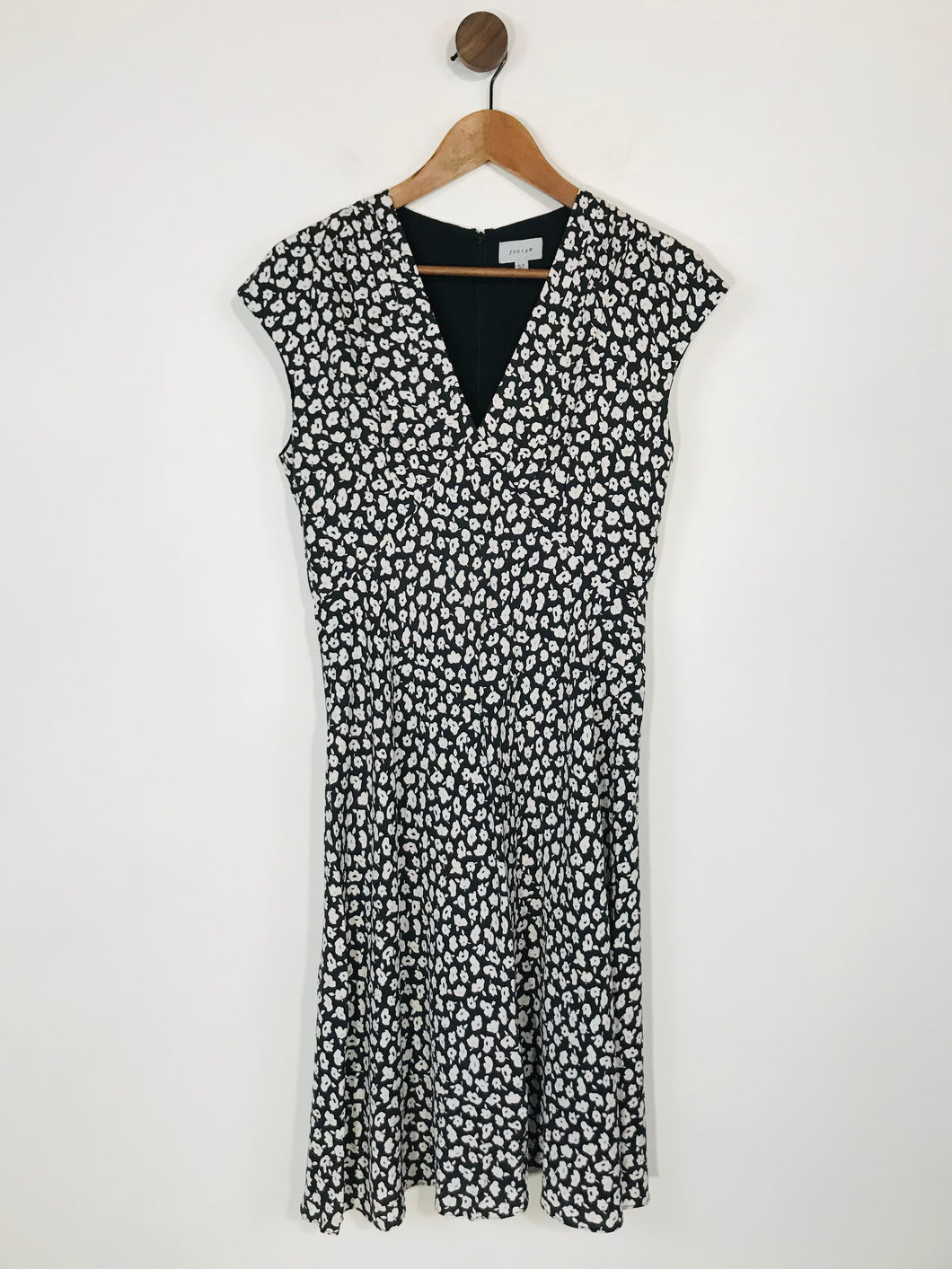 Jigsaw Women's Floral V-neck A-Line Dress | UK10 | Black