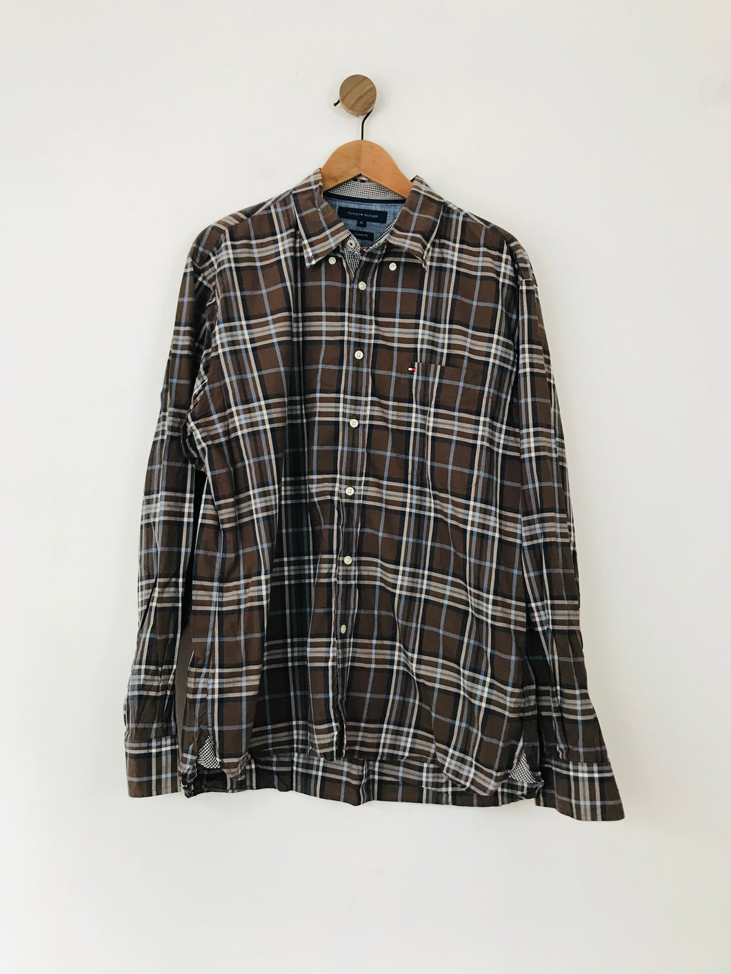 Tommy Hilfiger Men's Check Button-Up Shirt | XL | Brown