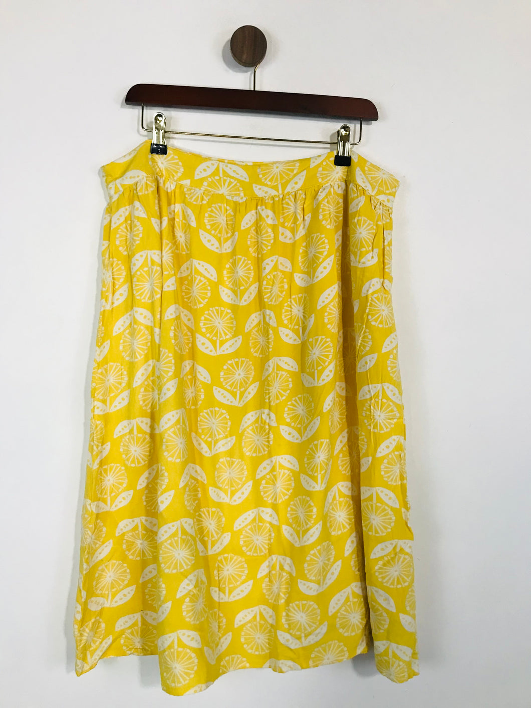 Weird Fish Women's Floral A-line Midi Skirt | UK18 | Yellow