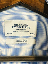 Load image into Gallery viewer, Charles Tyrwhitt Men&#39;s Cotton Striped Button-Up Shirt | 16.5 42 | Blue
