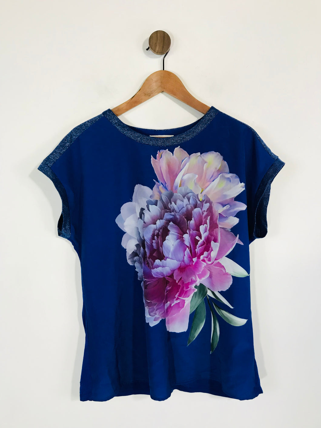Oasis Women's Floral Blouse | L UK14 | Blue