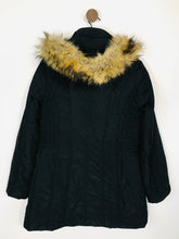 Load image into Gallery viewer, Barbara Lebek Women&#39;s Faux Fur Hood Parka Jacket | UK12 | Black
