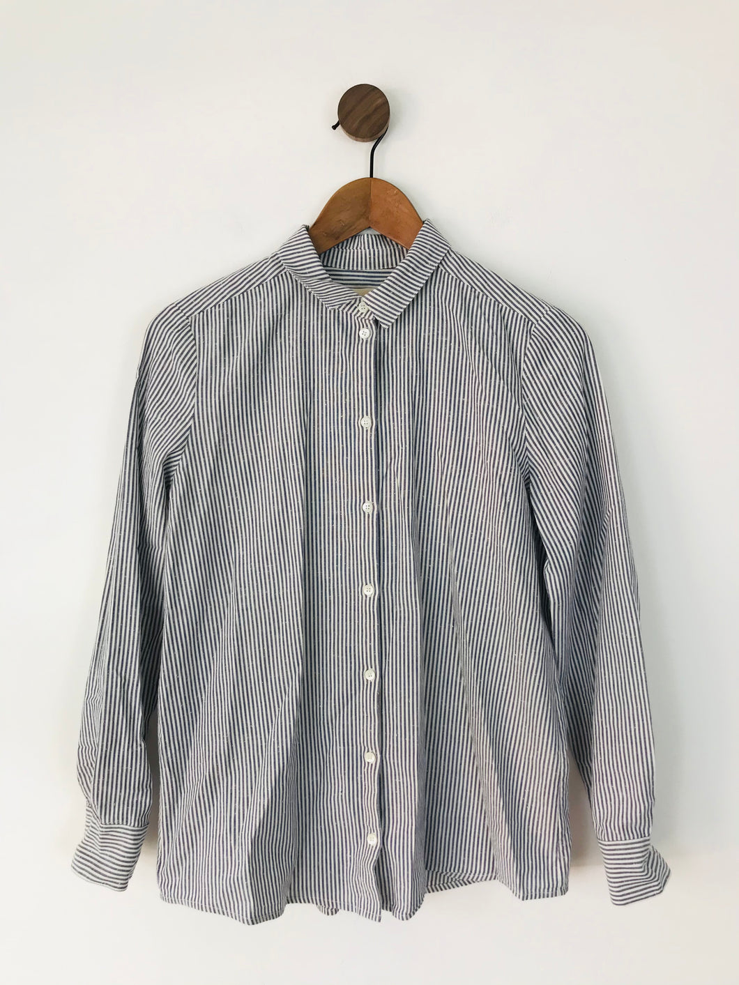 Sezane Women’s Striped Button Up Shirt | 38 UK8 | Blue