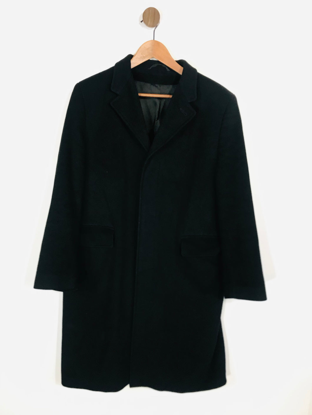 Jaeger Men's Wool Smart Overcoat Coat | L | Black