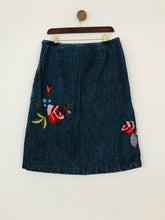 Load image into Gallery viewer, Boden Women&#39;s Floral Embroidered Denim A-Line Skirt | UK14 | Blue
