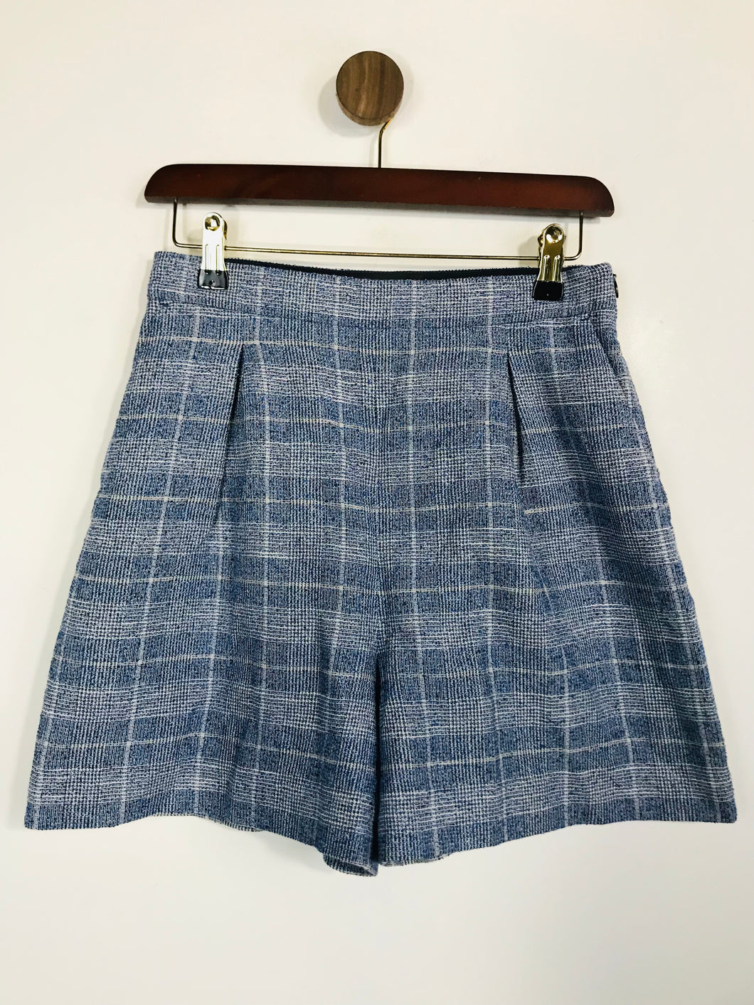 Reiss Women's Check Tweed Shorts | UK10 | Blue