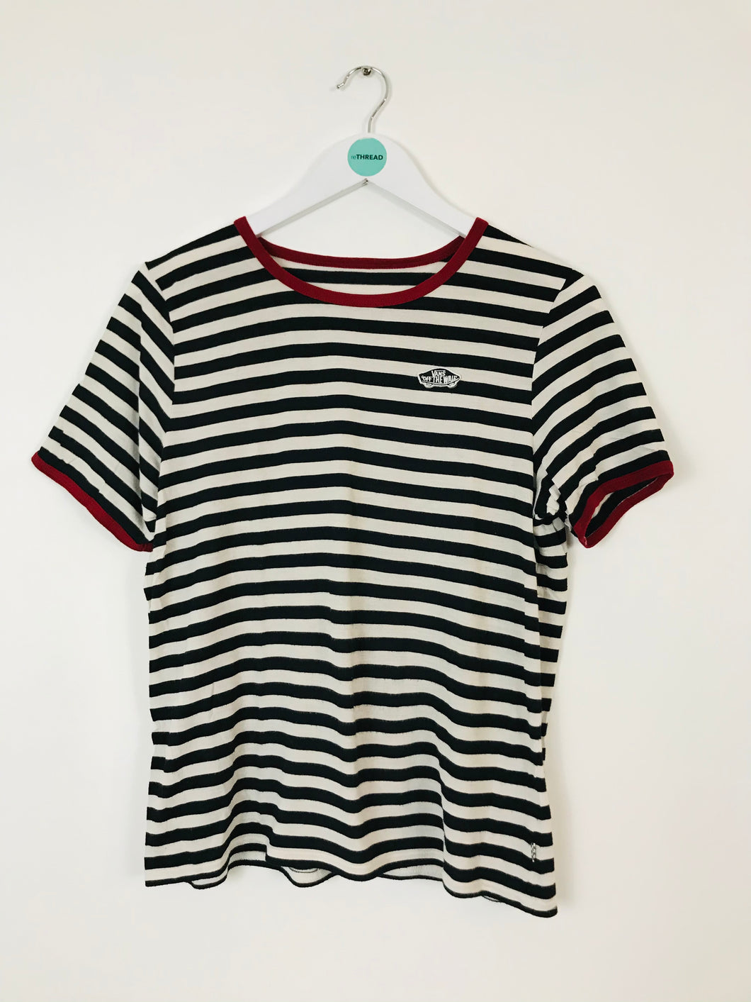 Vans Womens Stripe Tshirt | UK14 | Black and white